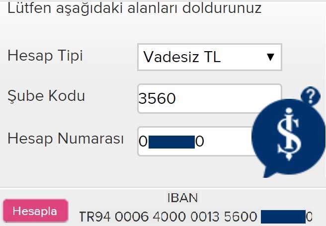 İs bankası iban öğrenme sms